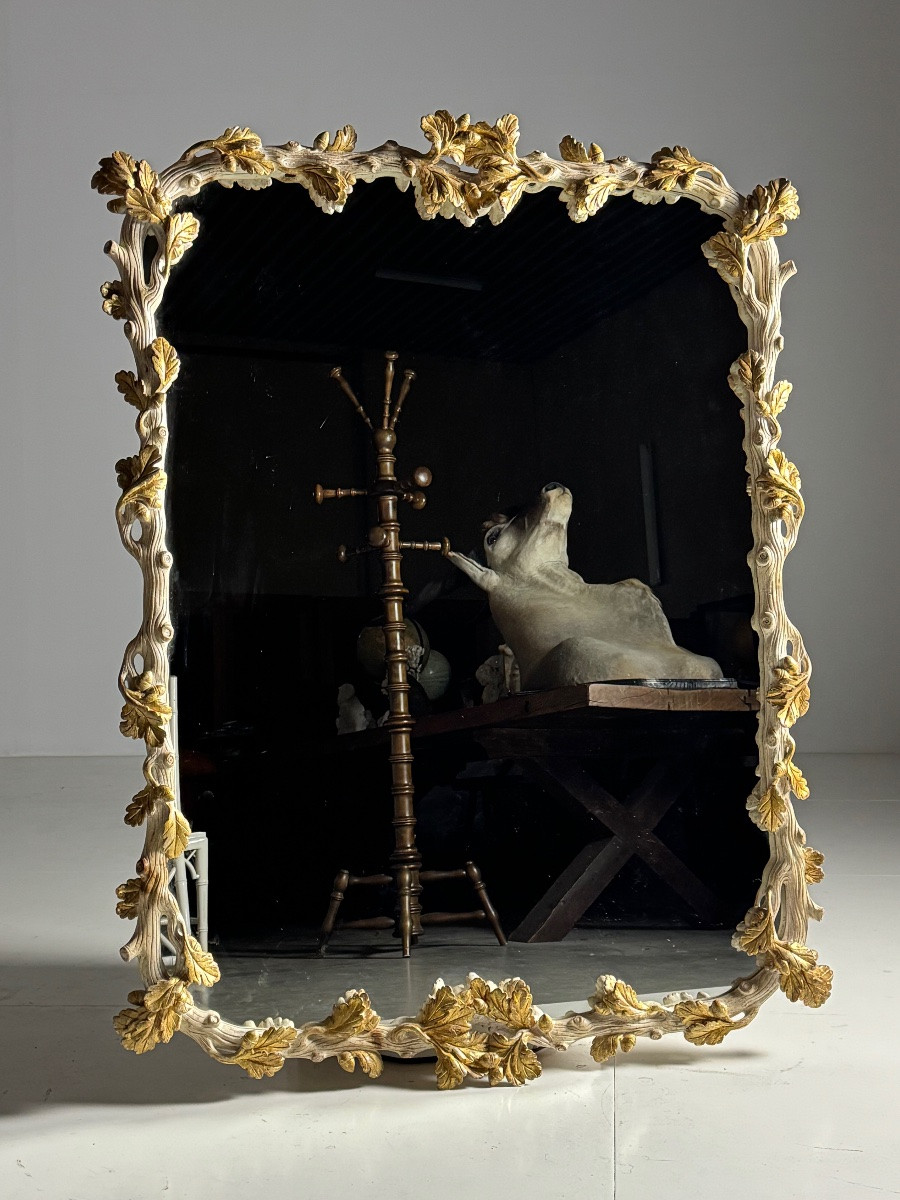 French Carved White And Gold Mirror-photo-2