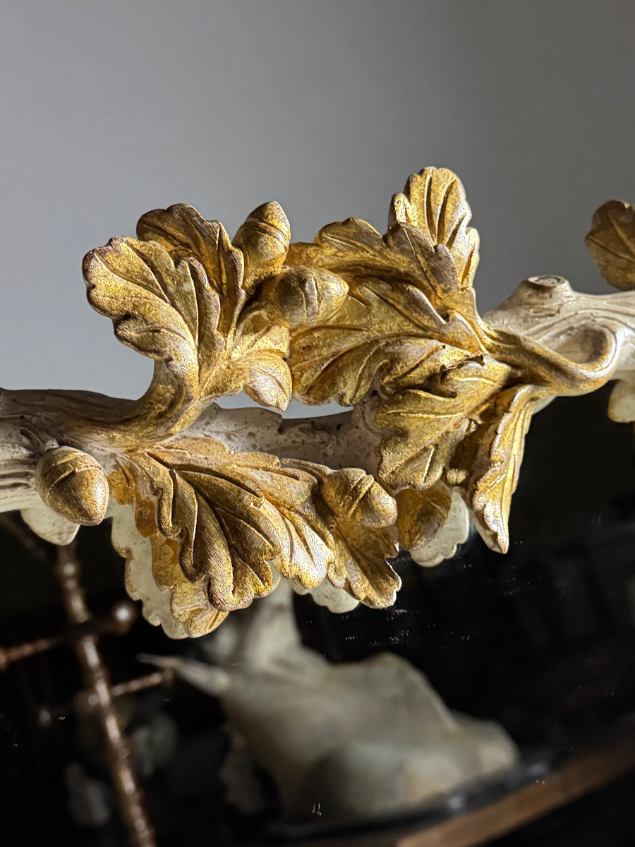 French Carved White And Gold Mirror-photo-3
