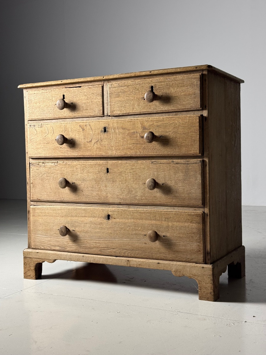 19th Century Washed Oak Chest Of Drawers-photo-4