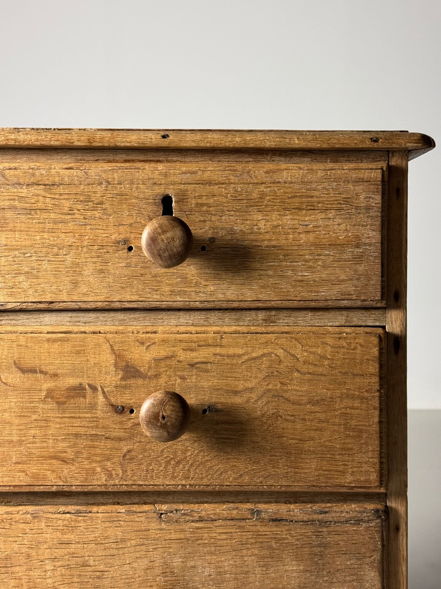 19th Century Washed Oak Chest Of Drawers-photo-1