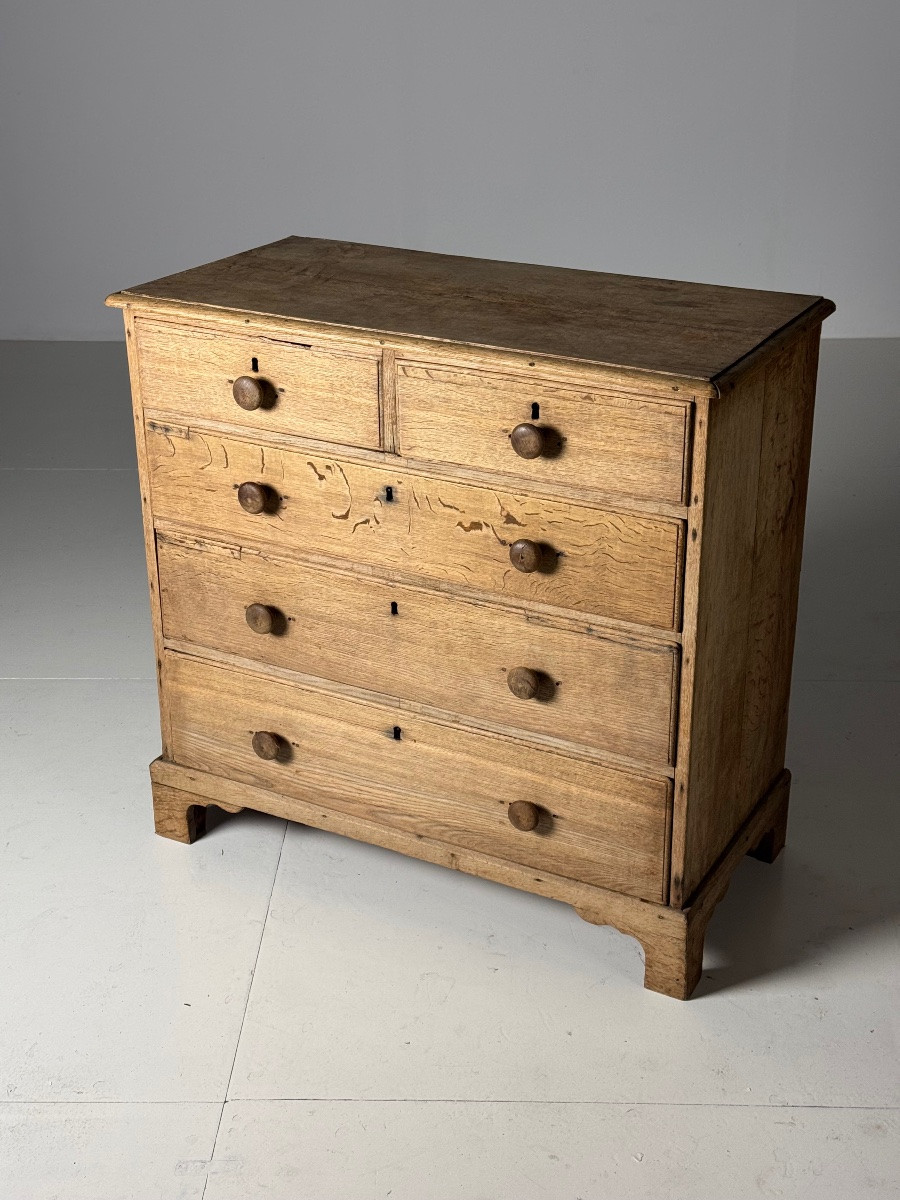 19th Century Washed Oak Chest Of Drawers-photo-6