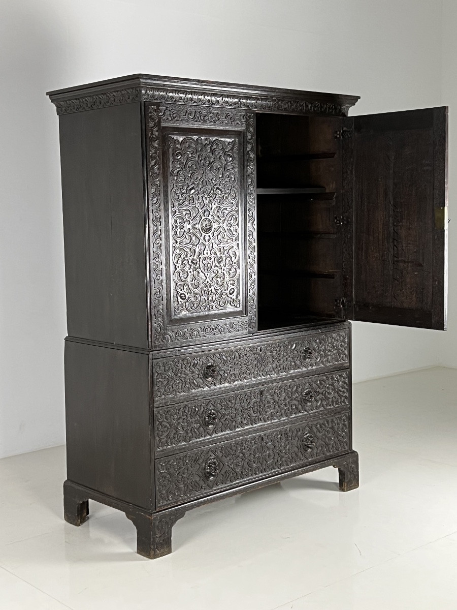 Cabinet Victorien en chêne vers 1860-photo-1