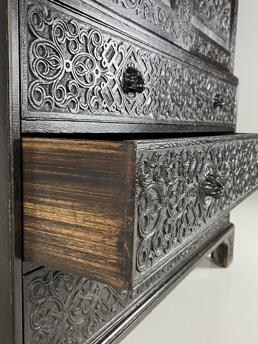 Cabinet Victorien en chêne vers 1860-photo-2