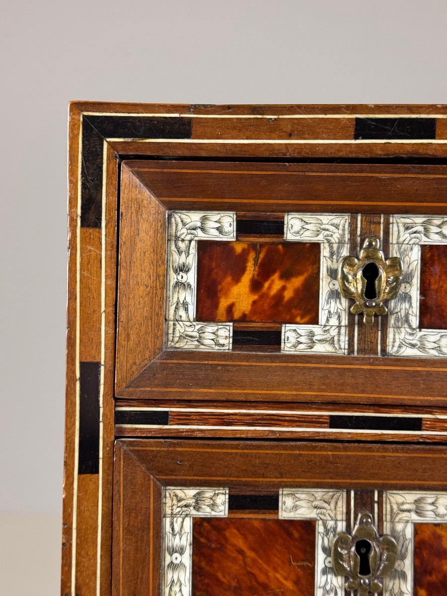 19th Century Art Cabinet In Wood With Ebony, Turtle And Bone Inlay-photo-4