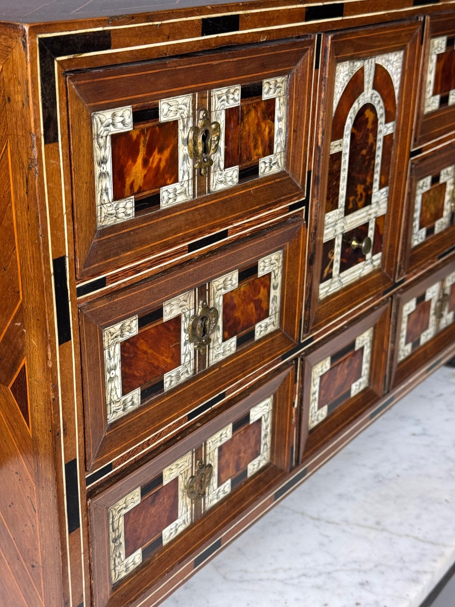 19th Century Art Cabinet In Wood With Ebony, Turtle And Bone Inlay-photo-5