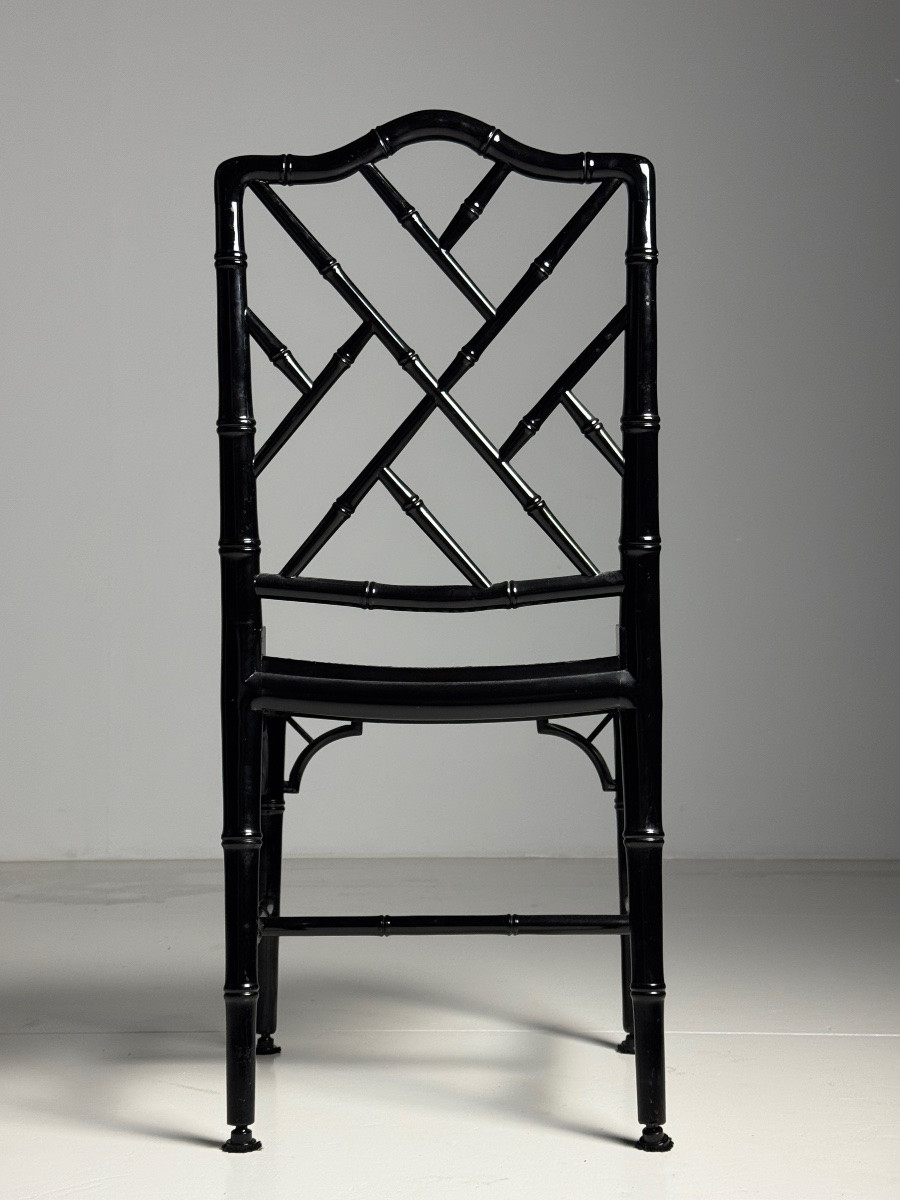 Ensemble de 4 chaises de salle à manger en faux bambou-photo-3