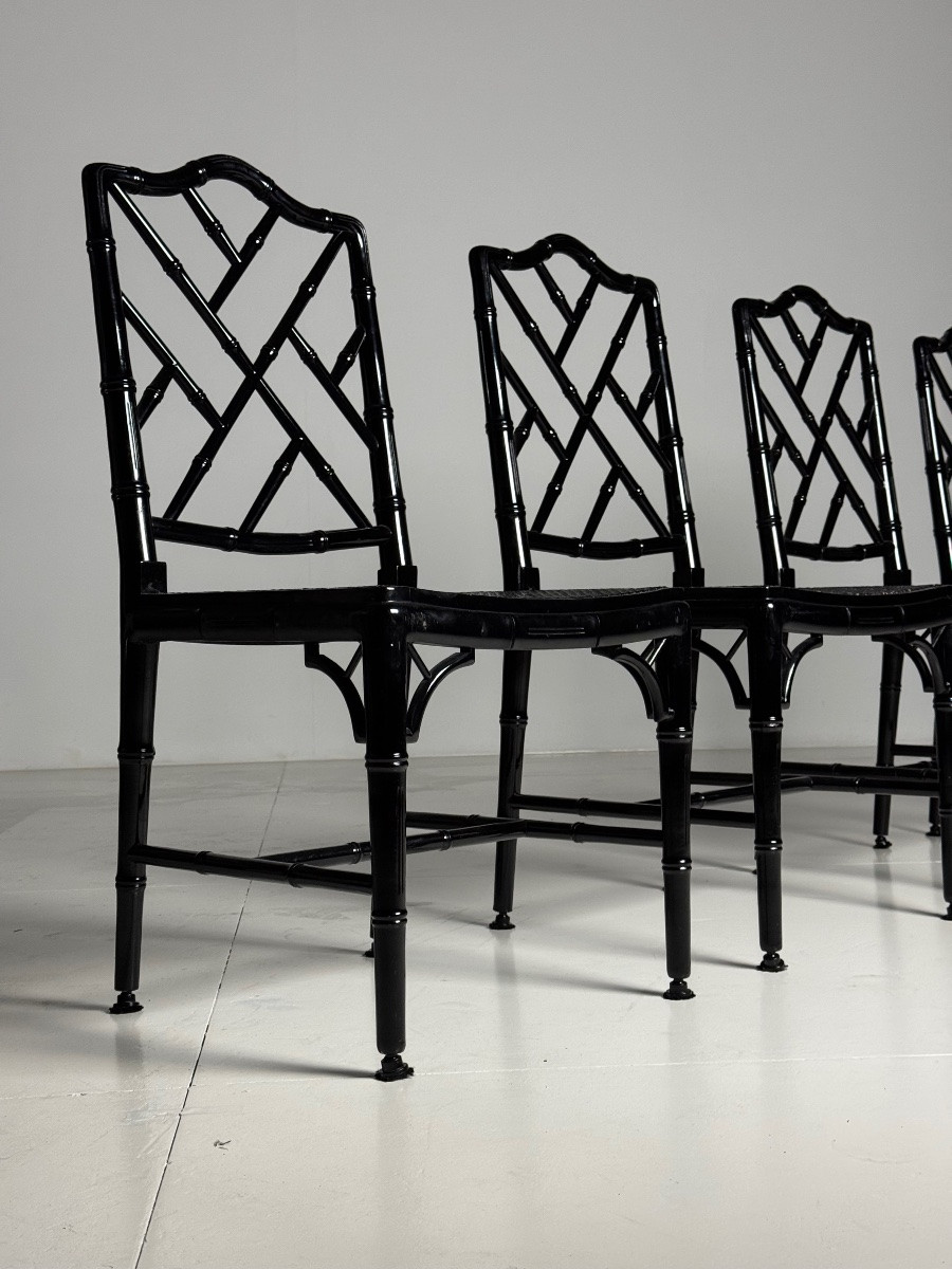 Ensemble de 4 chaises de salle à manger en faux bambou-photo-4