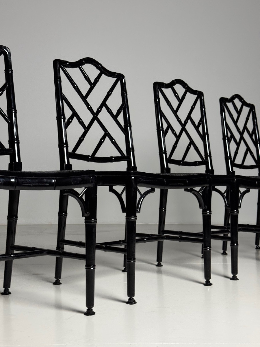 Ensemble de 4 chaises de salle à manger en faux bambou-photo-5