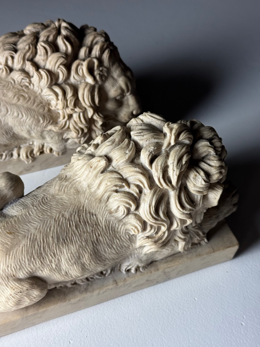 2 Lions en fonte de marbre d'après Canova-photo-8
