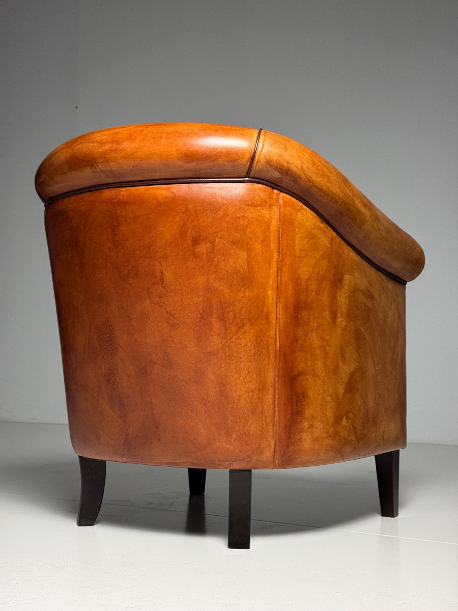 Lot de 2 fauteuils club en cuir de mouton -photo-2