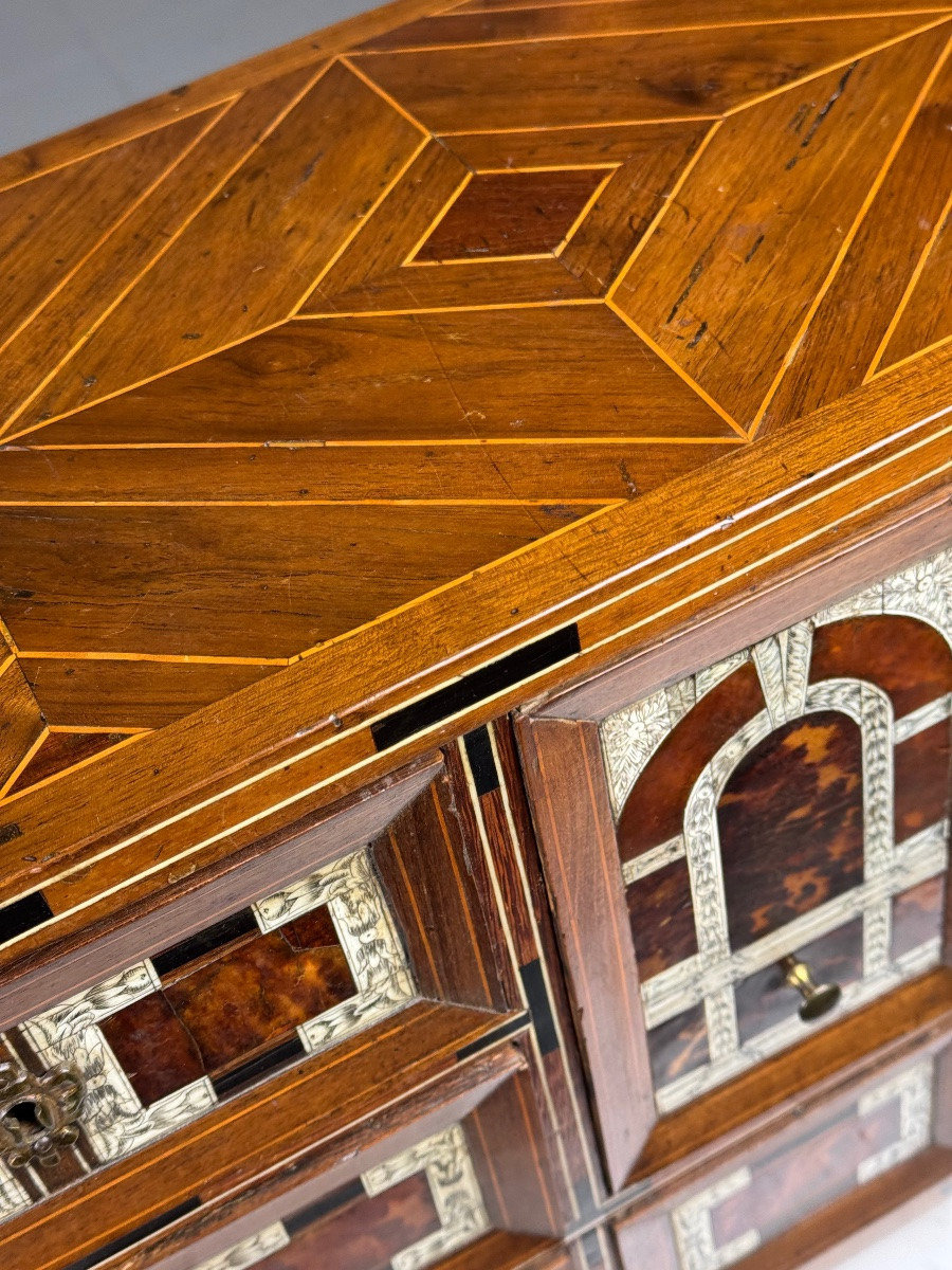 19th Century Art Cabinet In Wood With Ebony, Turtle And Bone Inlay-photo-6