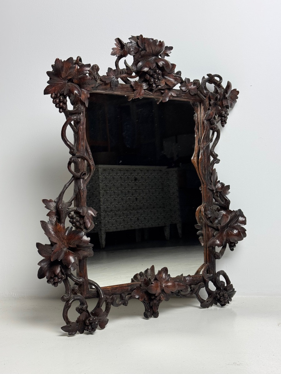 Miroir sculpté à la main en forêt noire 1900-photo-3