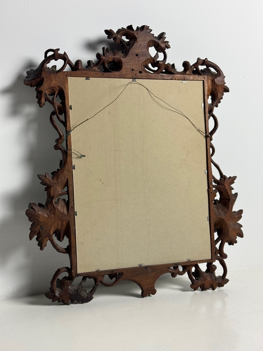 Miroir sculpté à la main en forêt noire 1900-photo-4