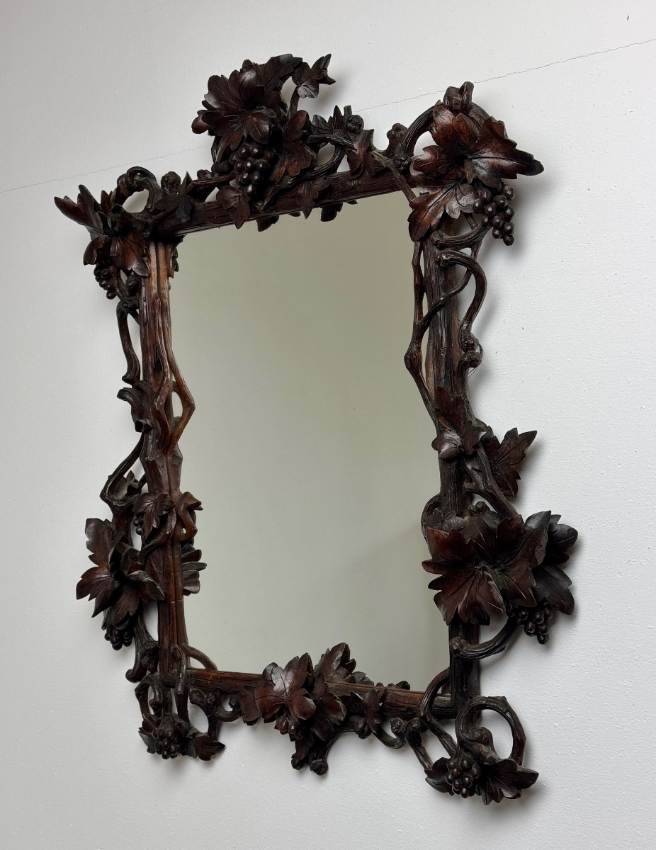 Miroir sculpté à la main en forêt noire 1900
