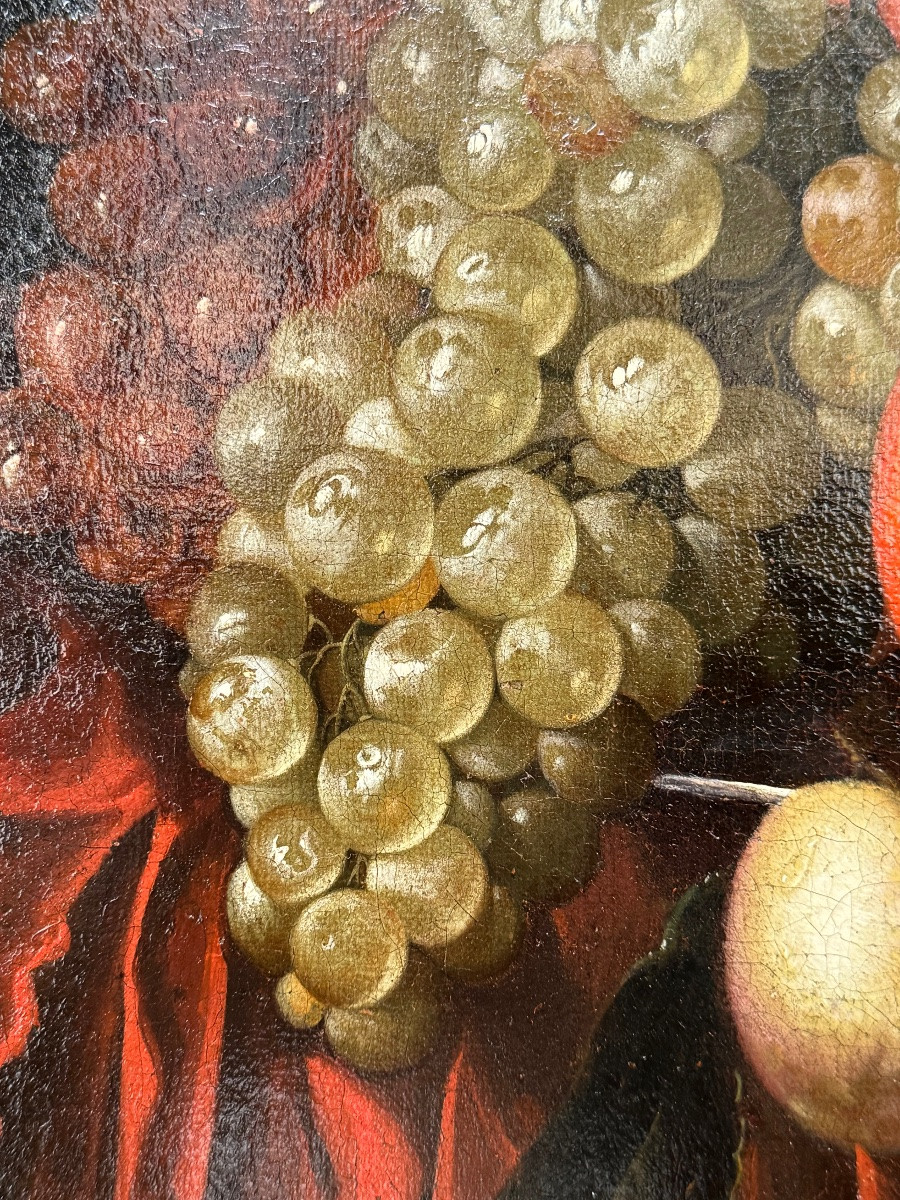 “Jan Mortel (attr.) Nature morte hollandaise avec fruits, vin et verre vénitien".-photo-3