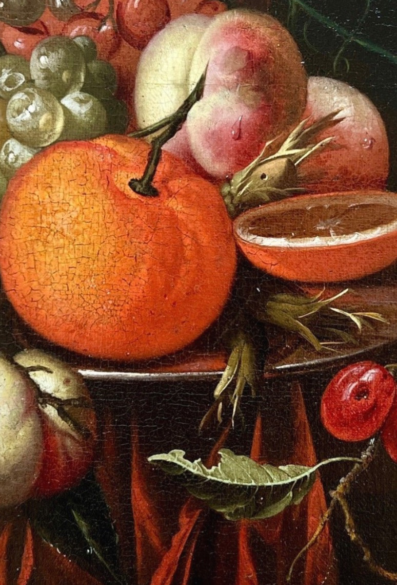 “Jan Mortel (attr.) Nature morte hollandaise avec fruits, vin et verre vénitien".-photo-7