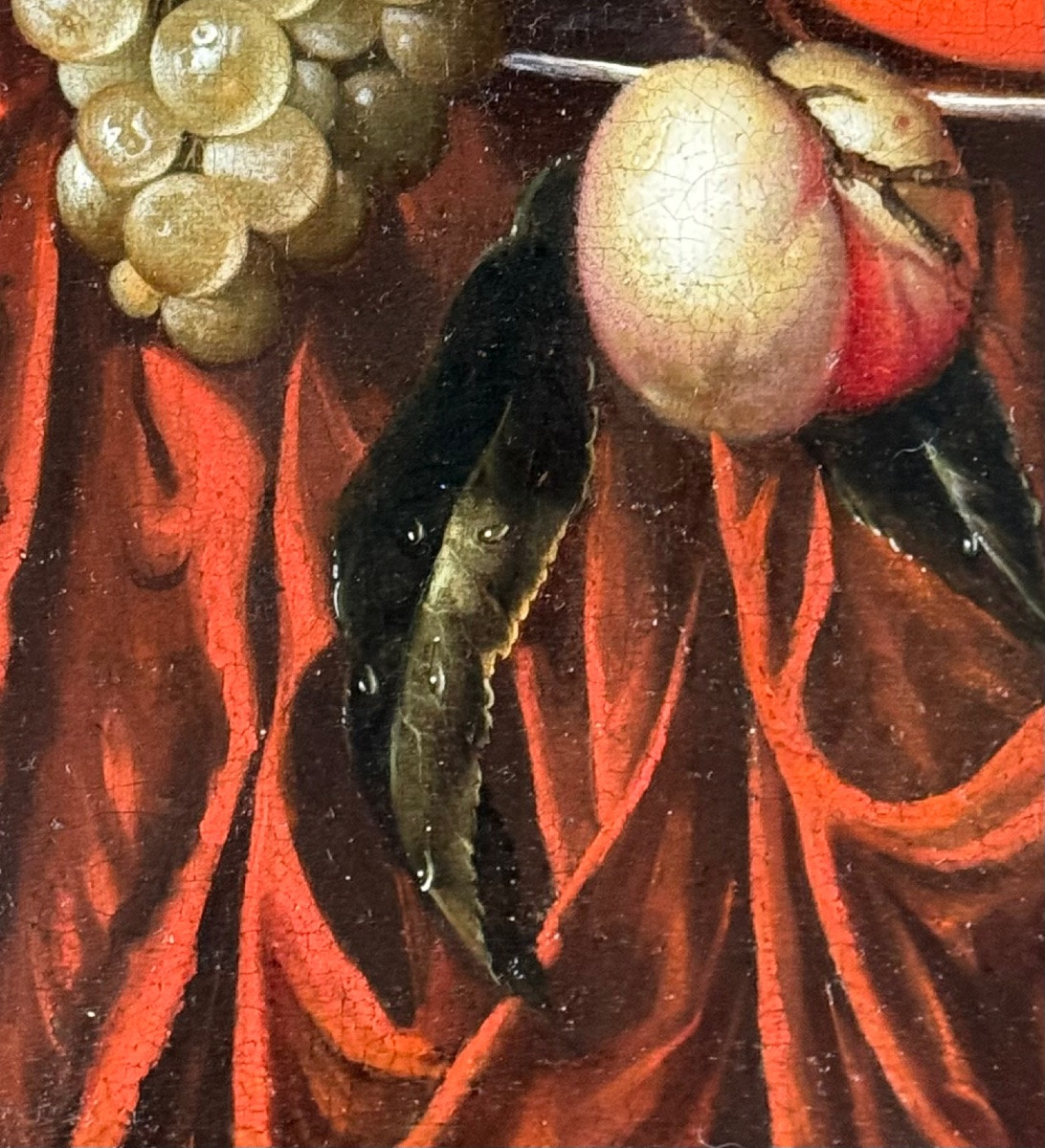 “Jan Mortel (attr.) Nature morte hollandaise avec fruits, vin et verre vénitien".-photo-8