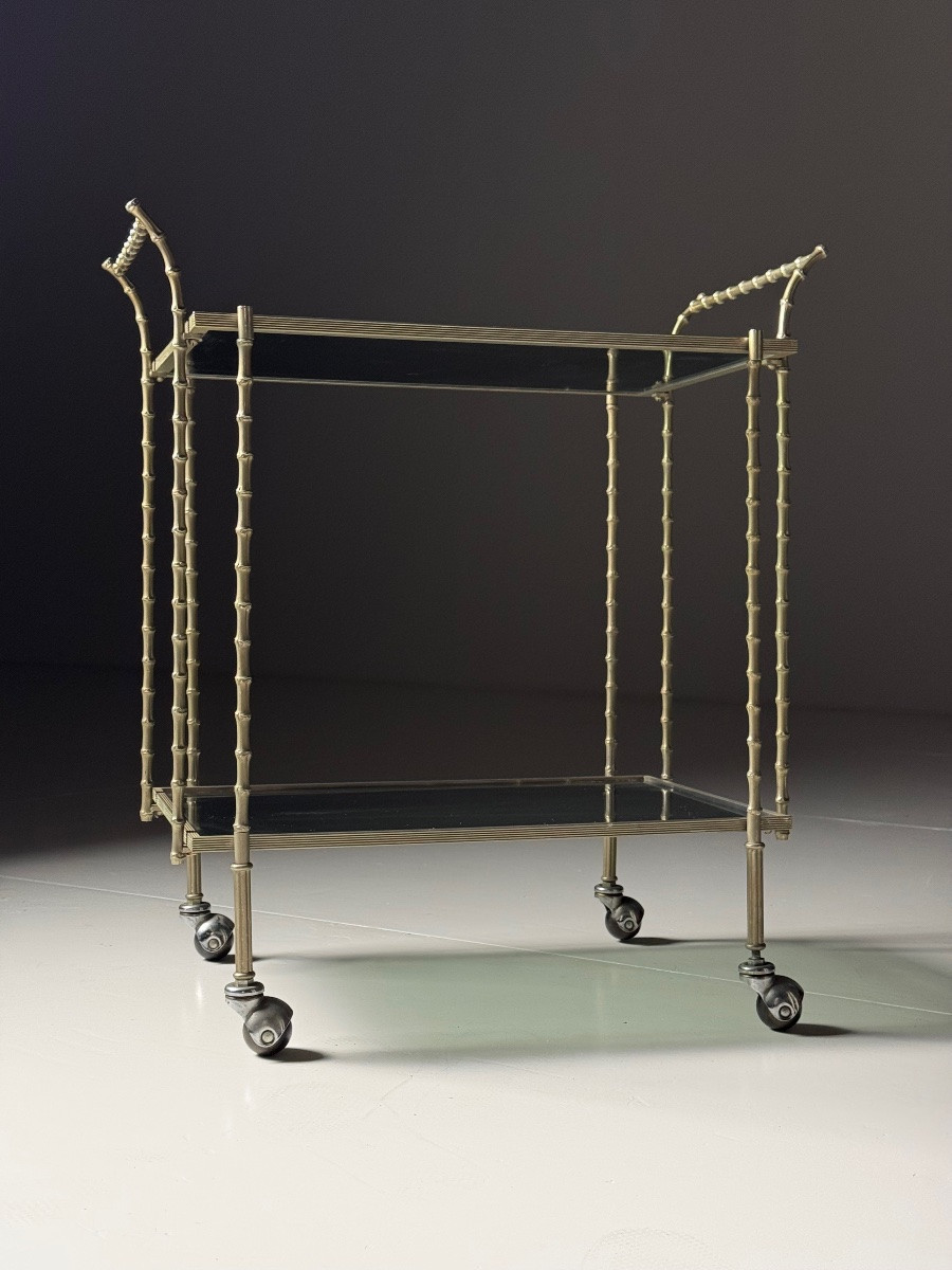 Mid-century Faux Bamboo Barcart-photo-3