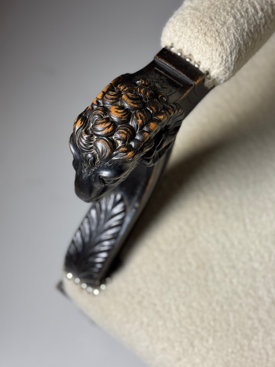 19th Century French Bench With Ram's Heads-photo-2