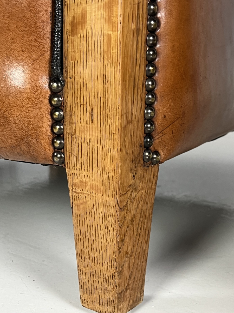 1920 Fauteuils club en cuir de mouton Art Déco-photo-3