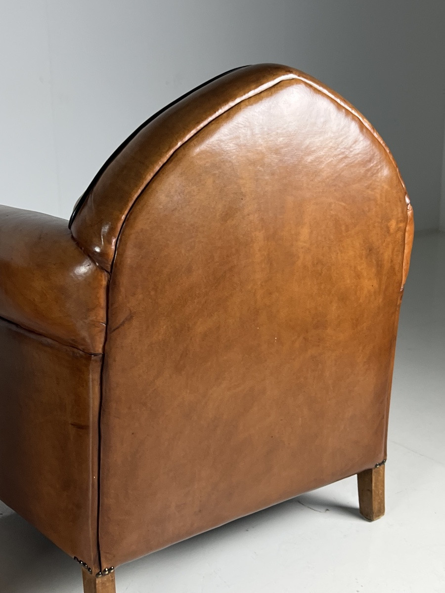1920 Fauteuils club en cuir de mouton Art Déco-photo-7