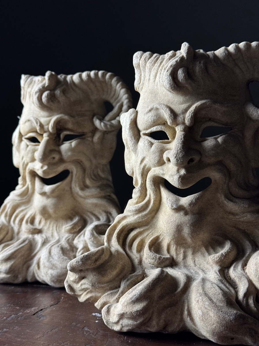 Italian Hand Carved Marble Masks By Satyr-photo-2