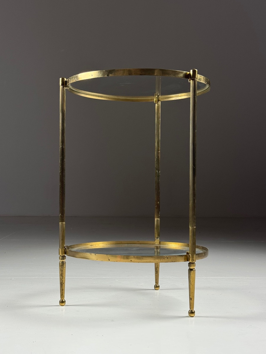 Vintage Gold Side Table With Glass Top-photo-2