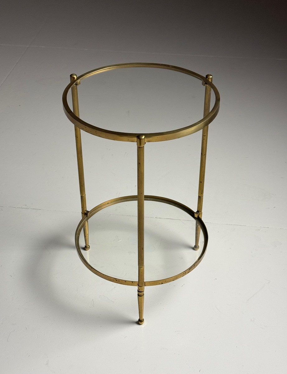 Vintage Gold Side Table With Glass Top