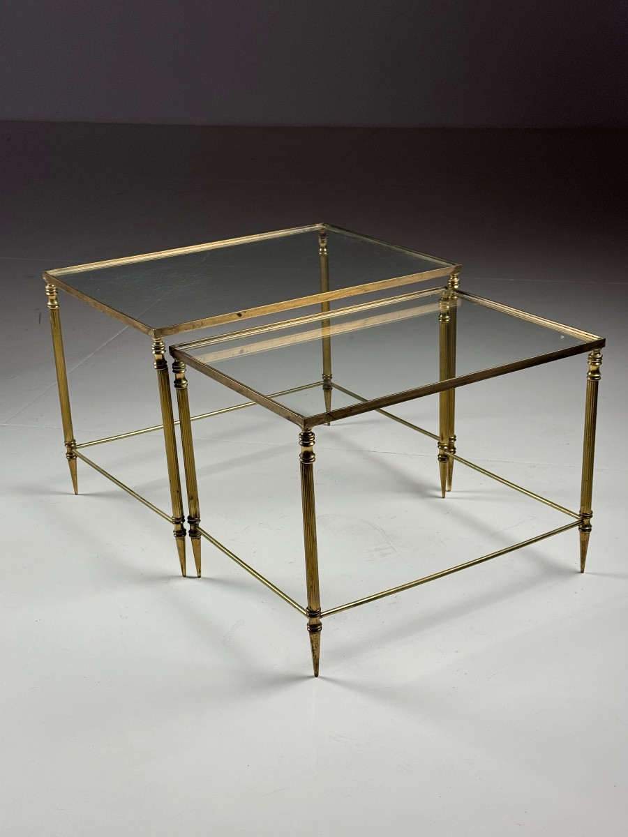 Set Of 2 Brass Nesting Tables-photo-2