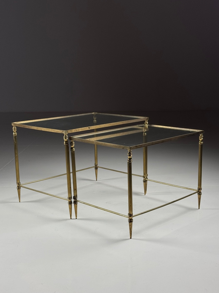 Set Of 2 Brass Nesting Tables-photo-4