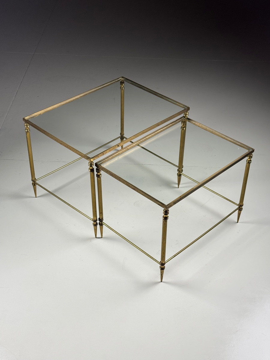 Set Of 2 Brass Nesting Tables-photo-5