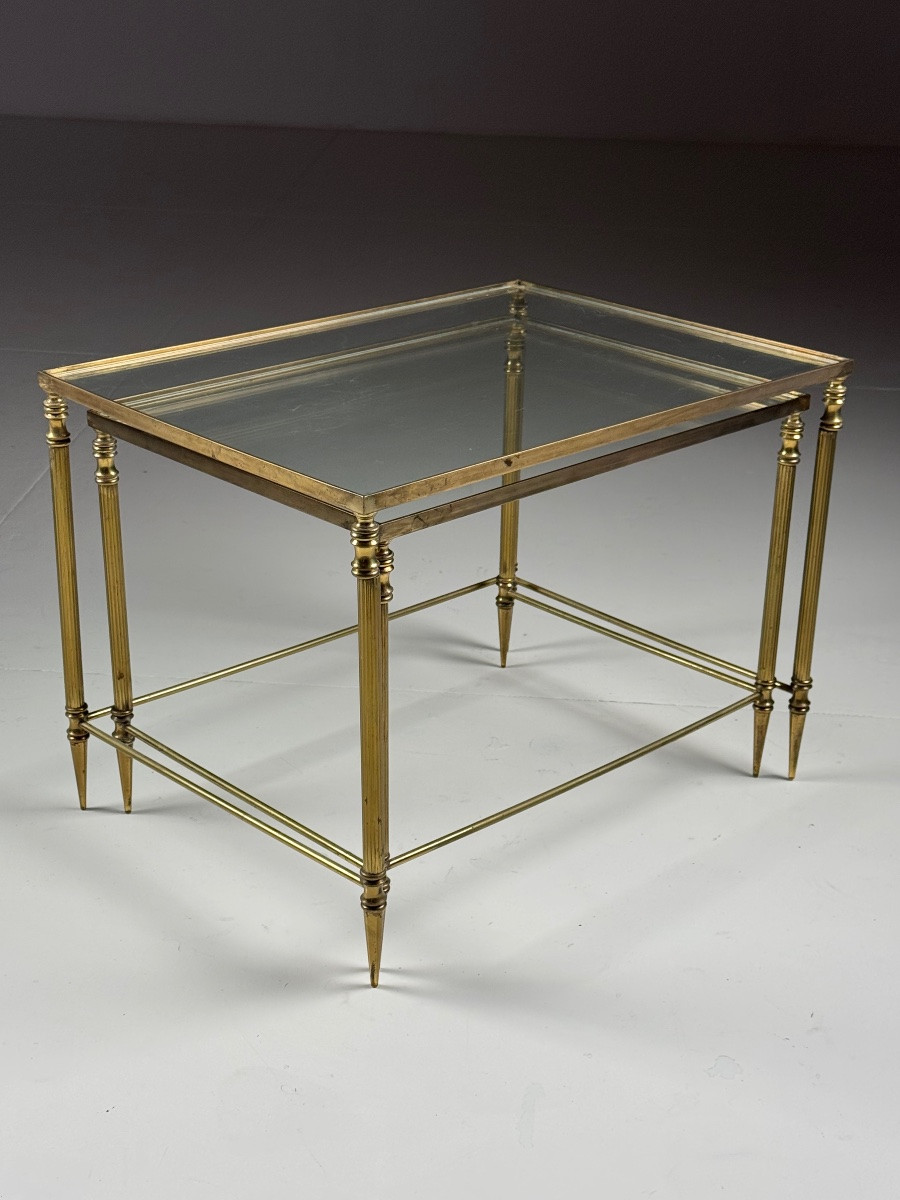 Set Of 2 Brass Nesting Tables-photo-6