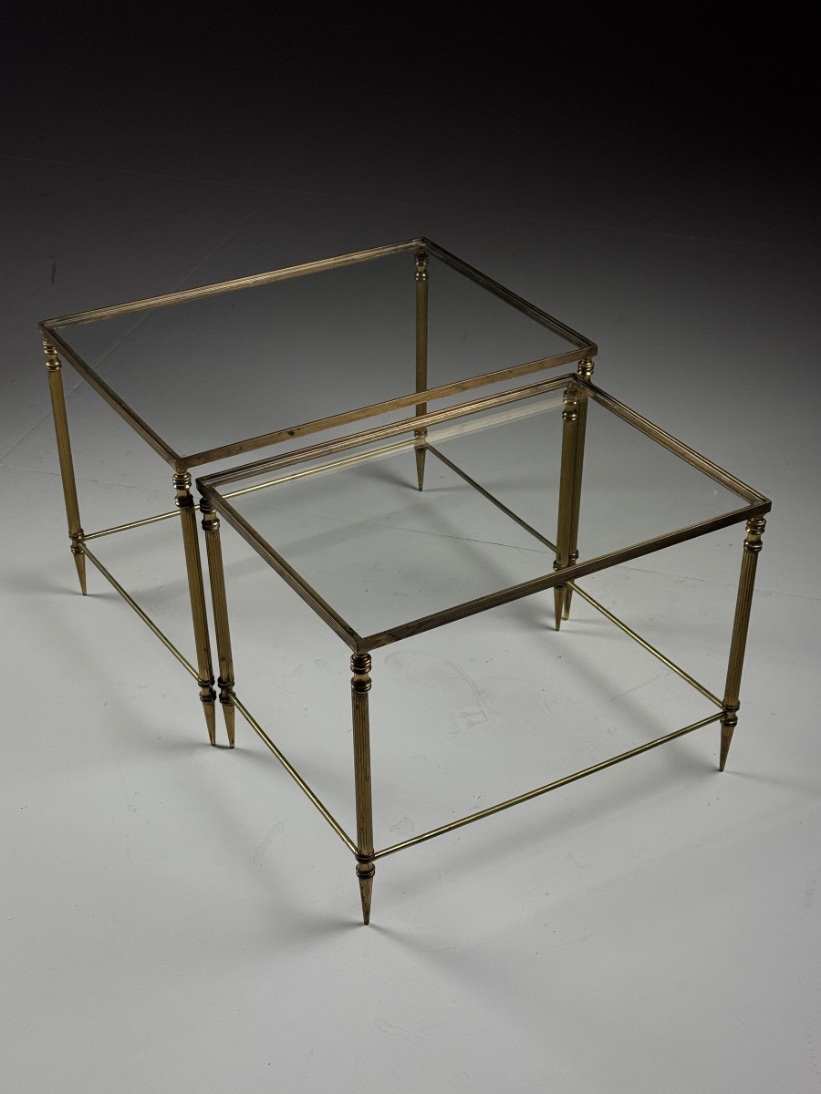 Set Of 2 Brass Nesting Tables-photo-8