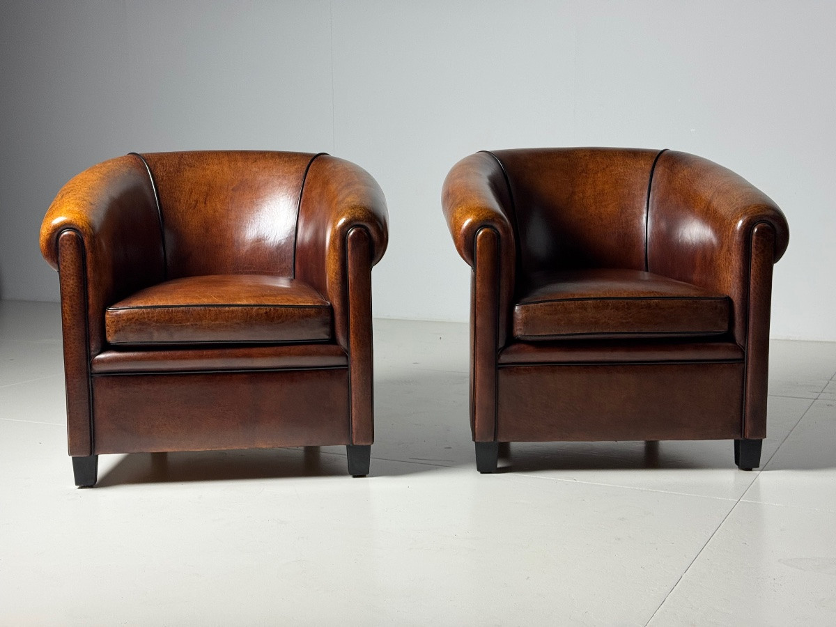 Set Of 2 Sheepskin Club Armchairs-photo-2