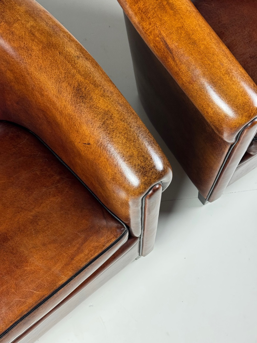 Set Of 2 Sheepskin Club Armchairs-photo-5