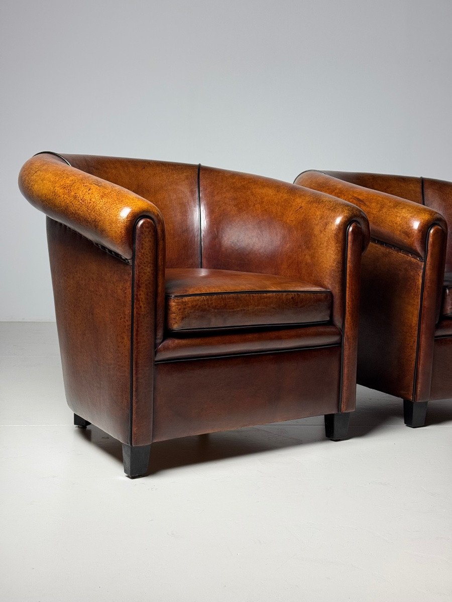 Set Of 2 Sheepskin Club Armchairs-photo-6