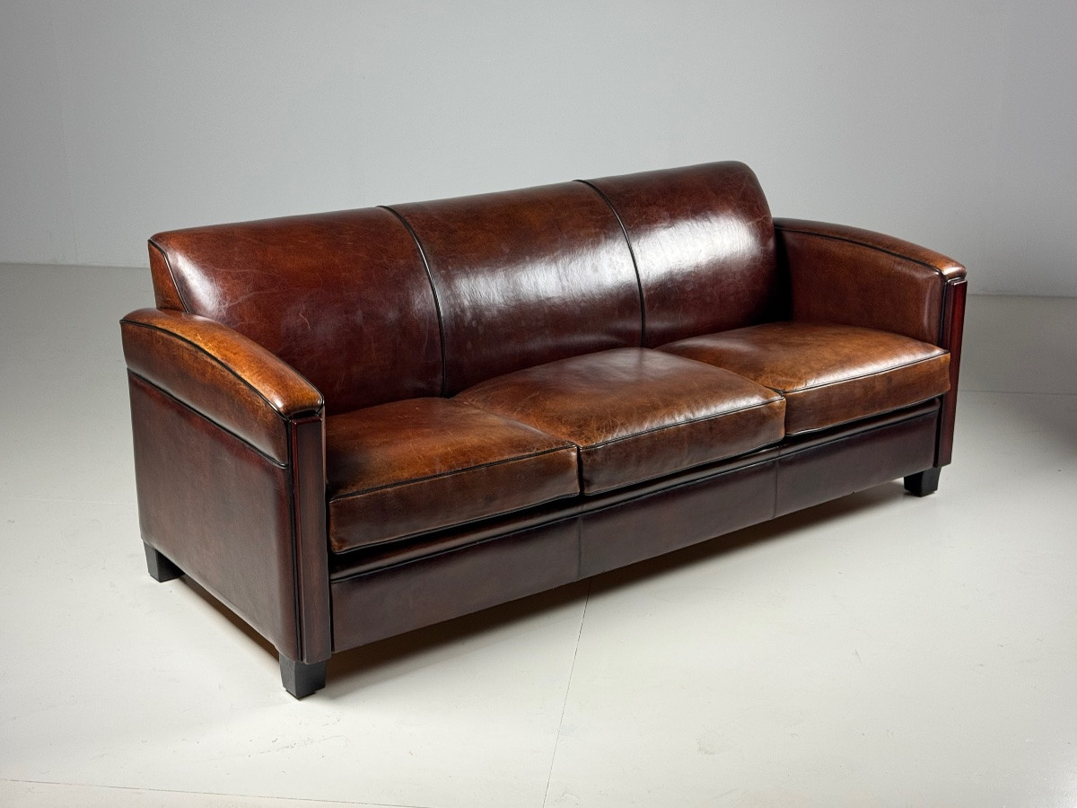 3-seater Sheepskin Sofa, Art Deco Style-photo-1