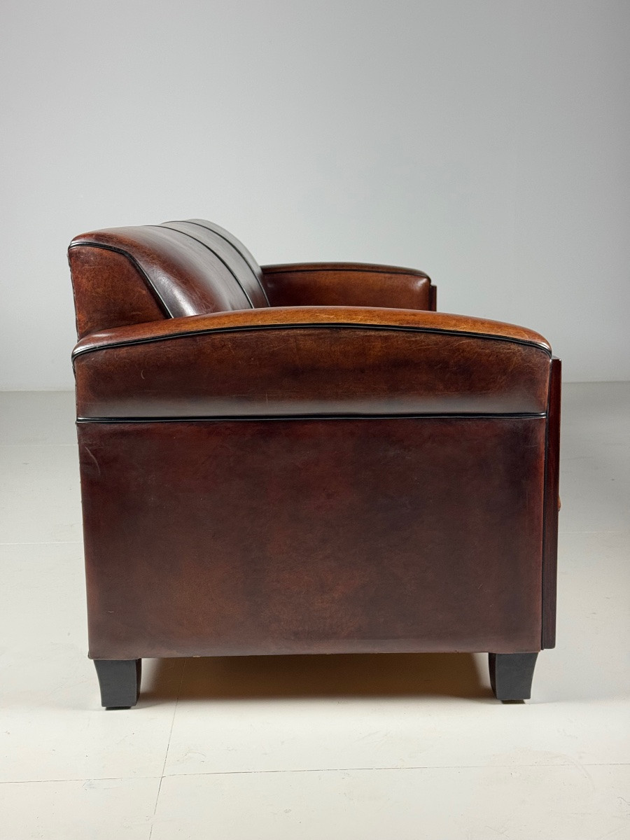 3-seater Sheepskin Sofa, Art Deco Style-photo-4