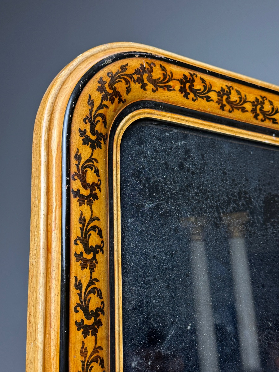 Miroir français antique à motif floral-photo-3