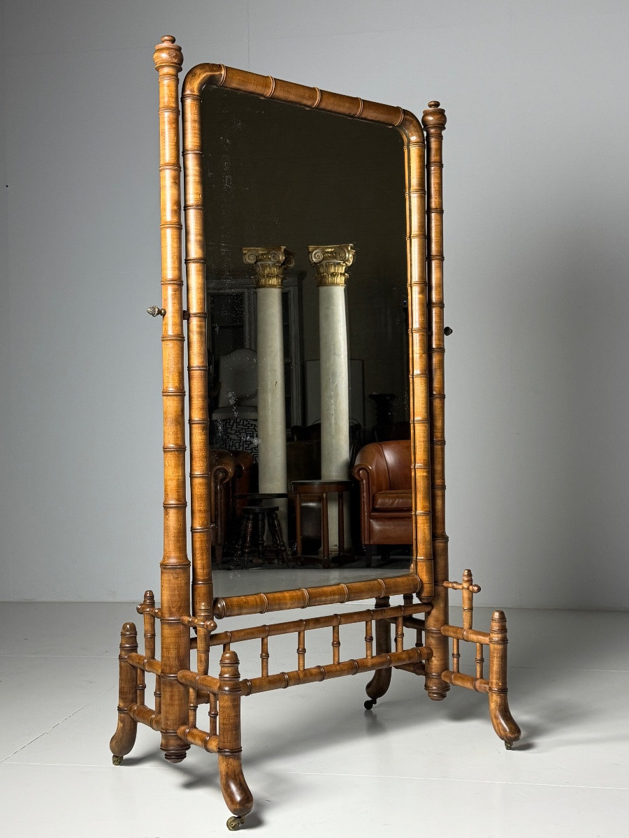 Miroir cheval en faux bambou -photo-5