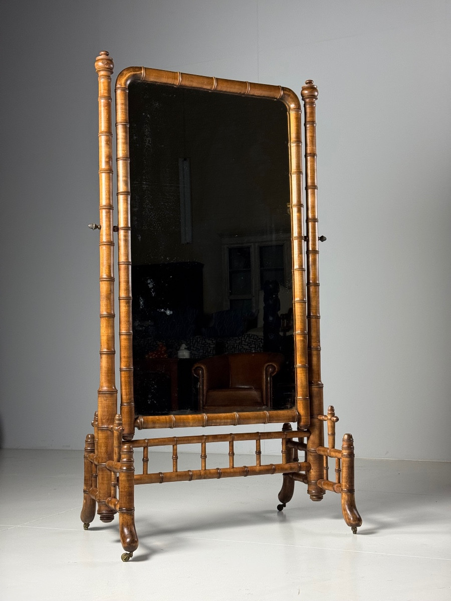 Miroir cheval en faux bambou 
