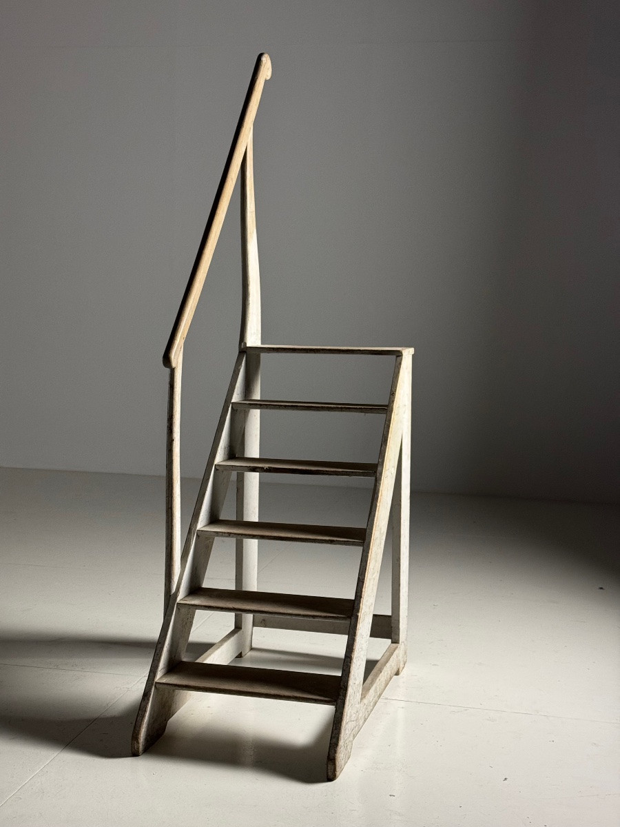 Antique Grey French Library Staircase-photo-4