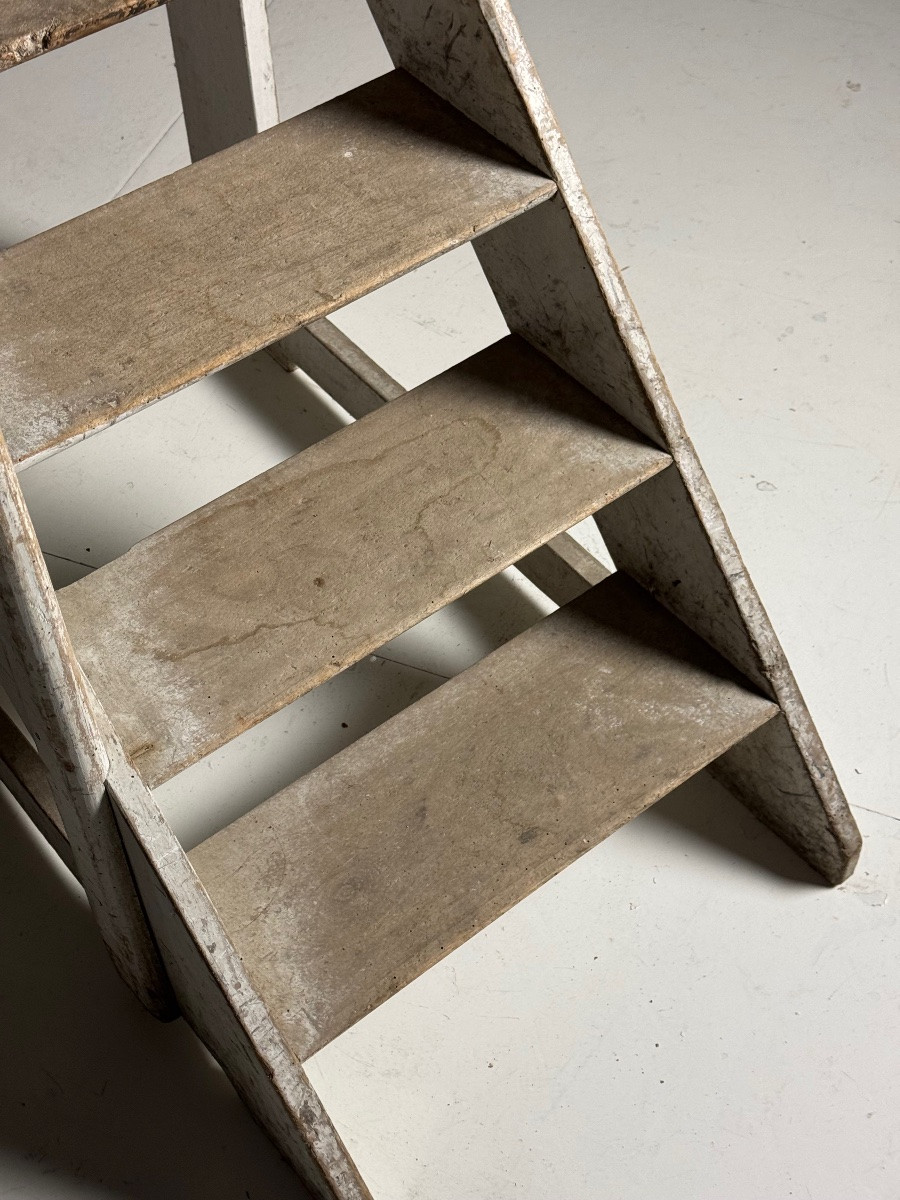 Antique Grey French Library Staircase-photo-1