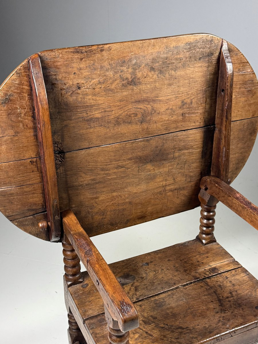 Chaise monk anglaise en chêne, XVIIIe siècle-photo-3