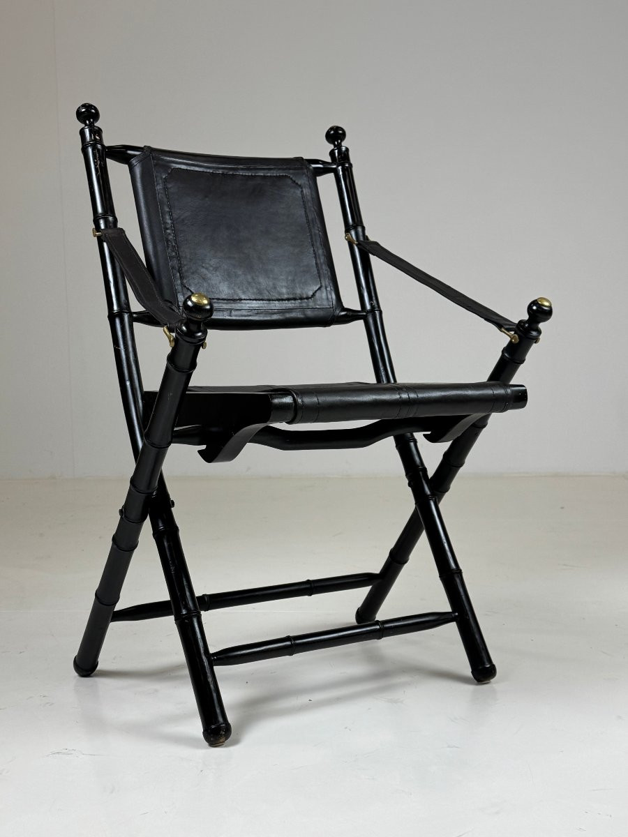 Set de quatre chaises pliantes en faux bambou-photo-2