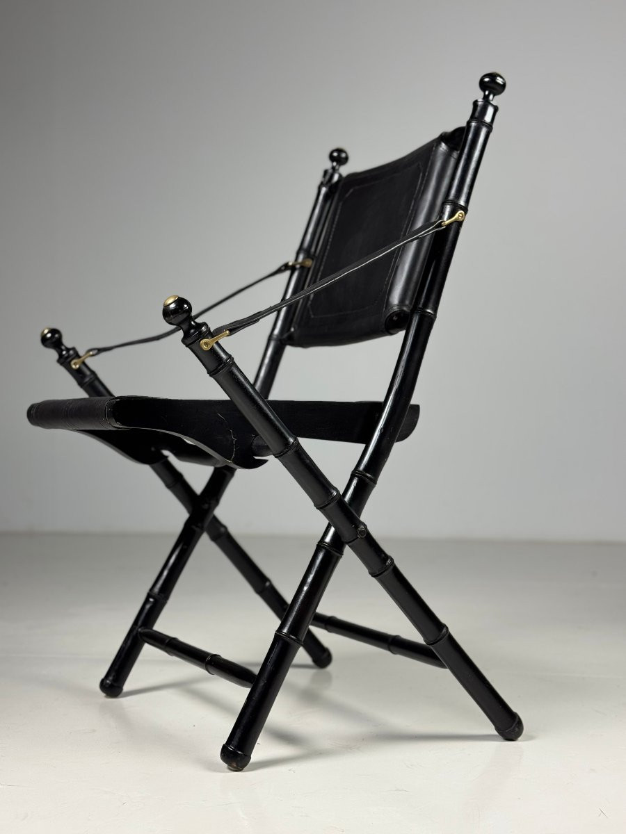 Set de quatre chaises pliantes en faux bambou-photo-3