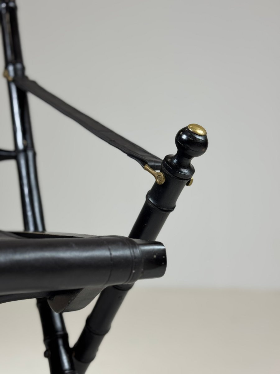 Set de quatre chaises pliantes en faux bambou-photo-3