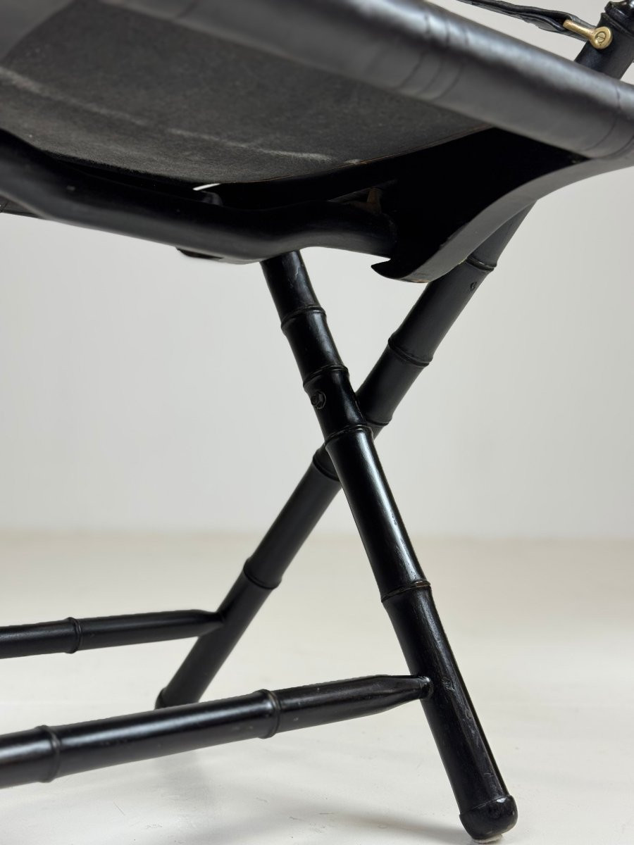 Set de quatre chaises pliantes en faux bambou-photo-4