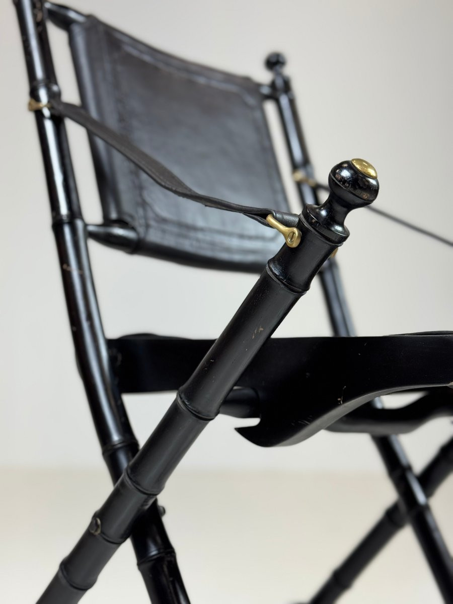 Set de quatre chaises pliantes en faux bambou-photo-5