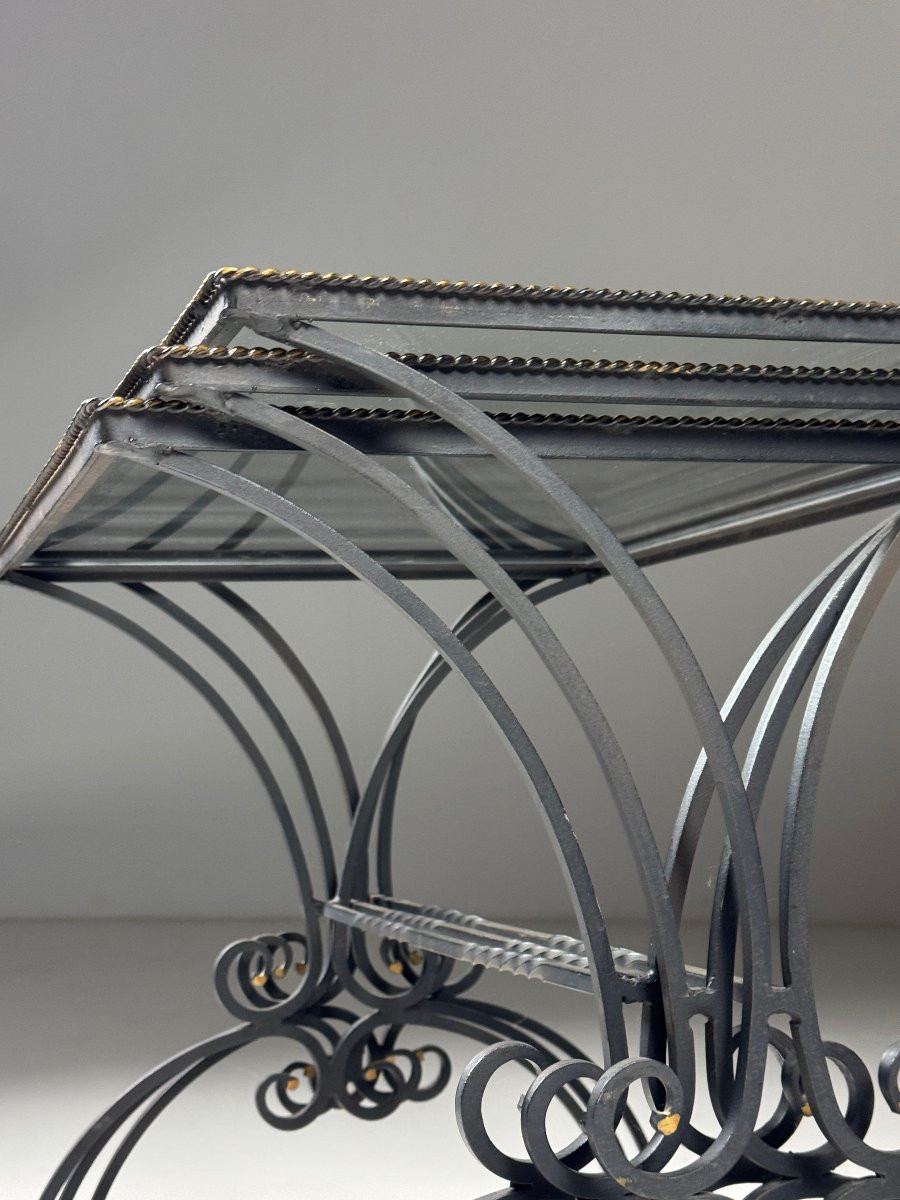 Set de 3 tables gigognes en métal, 20e siècle-photo-3